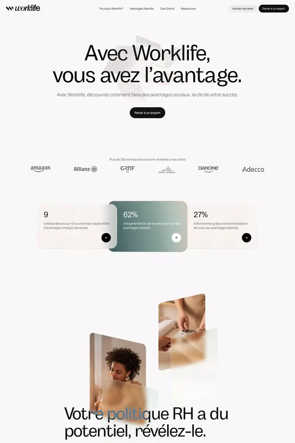 Worklife - Les avantages salariés au cœur de votre politique RH - Landing design inspiration