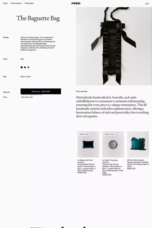 Fred Home - The Baguette Bag - Product page design inspiration