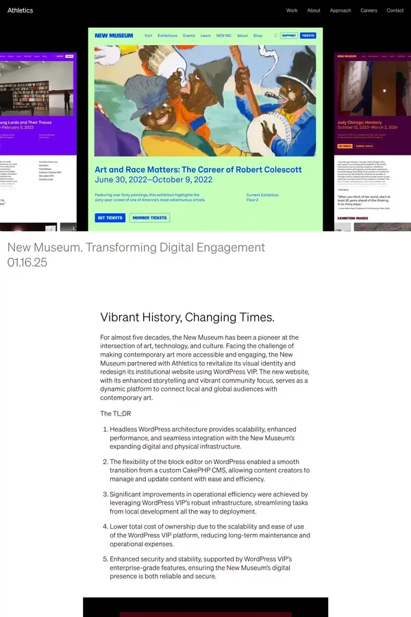 New Museum. Transforming Digital Engagement - Athletics - Blog Post design inspiration