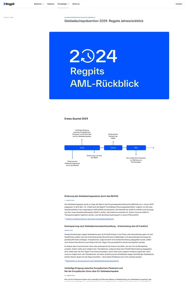 Blog: Geldwäscheprävention 2024: Regpits Jahresrückblick – Regpit - Blog Post design inspiration