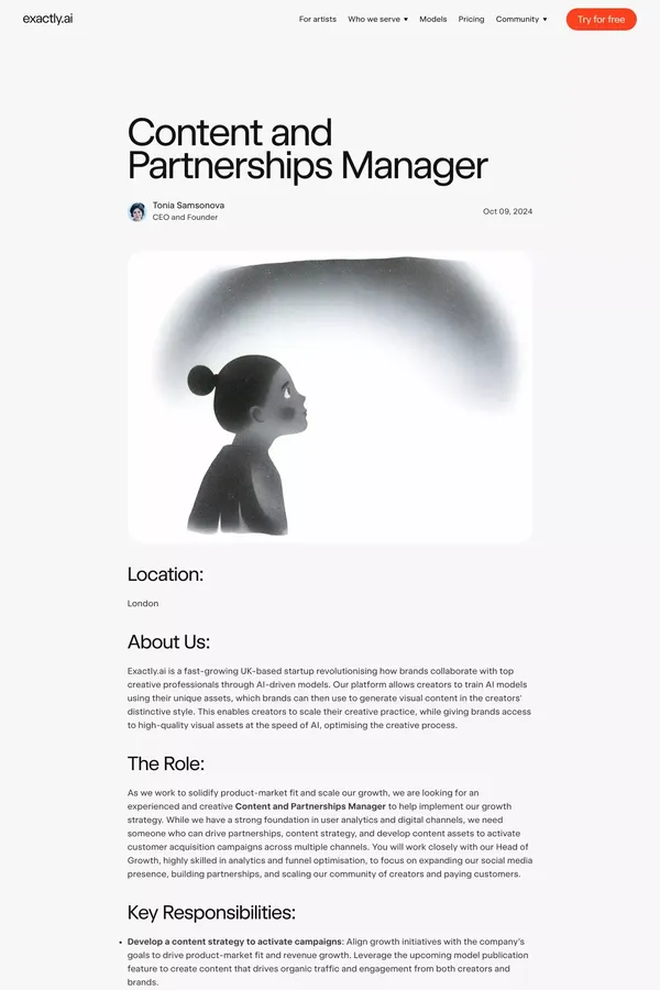 Content and Partnerships Manager - Career design inspiration