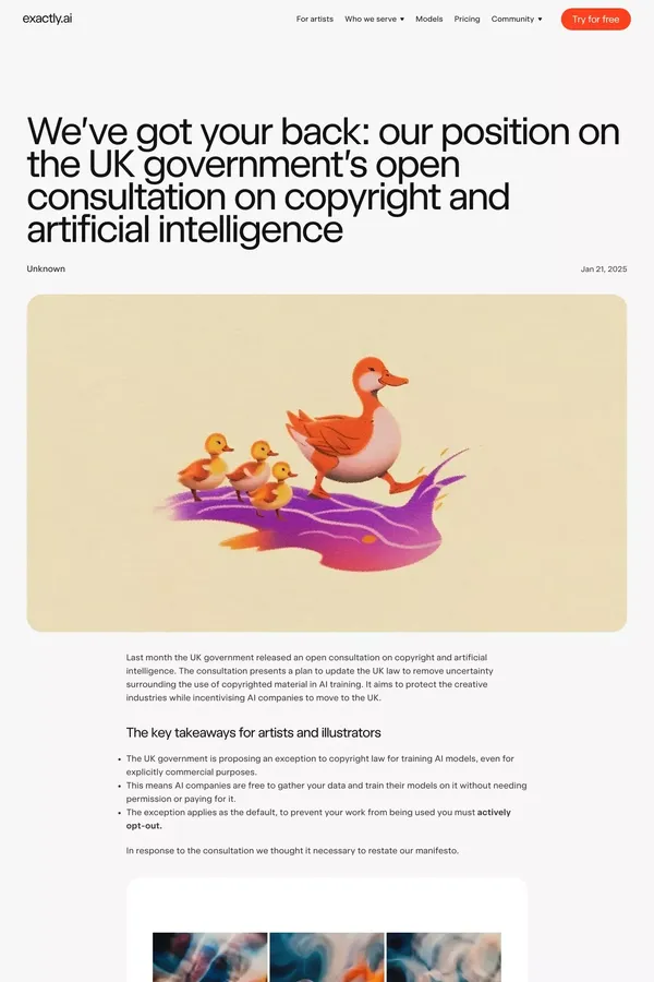 We’ve got your back: our position on the UK government’s open consultation on copyright and artificial intelligence - Blog Post design inspiration