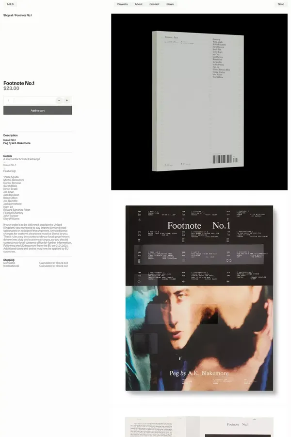 Footnote No.1 – Alex Hunting Studio - Product page design inspiration