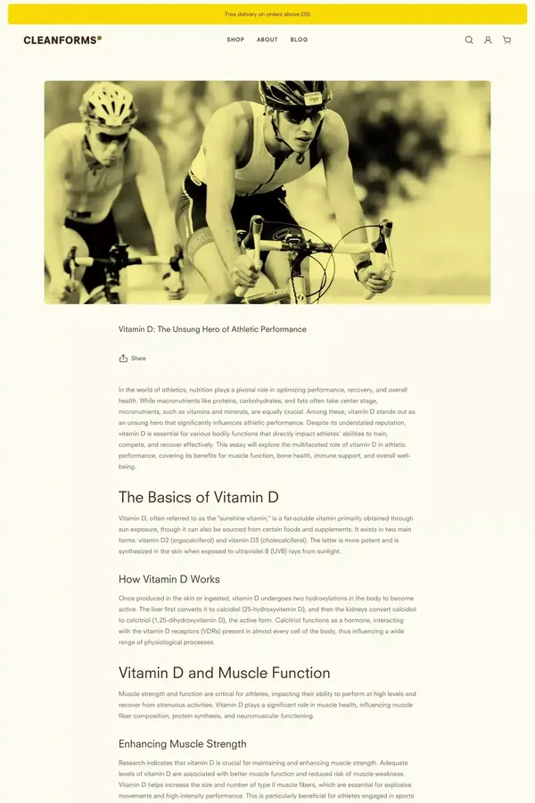 Vitamin D: The Unsung Hero of Athletic Performance – Cleanforms - Blog Post design inspiration