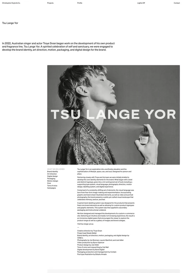 Tsu Lange Yor — Christopher Doyle & Co. - Case Study design inspiration