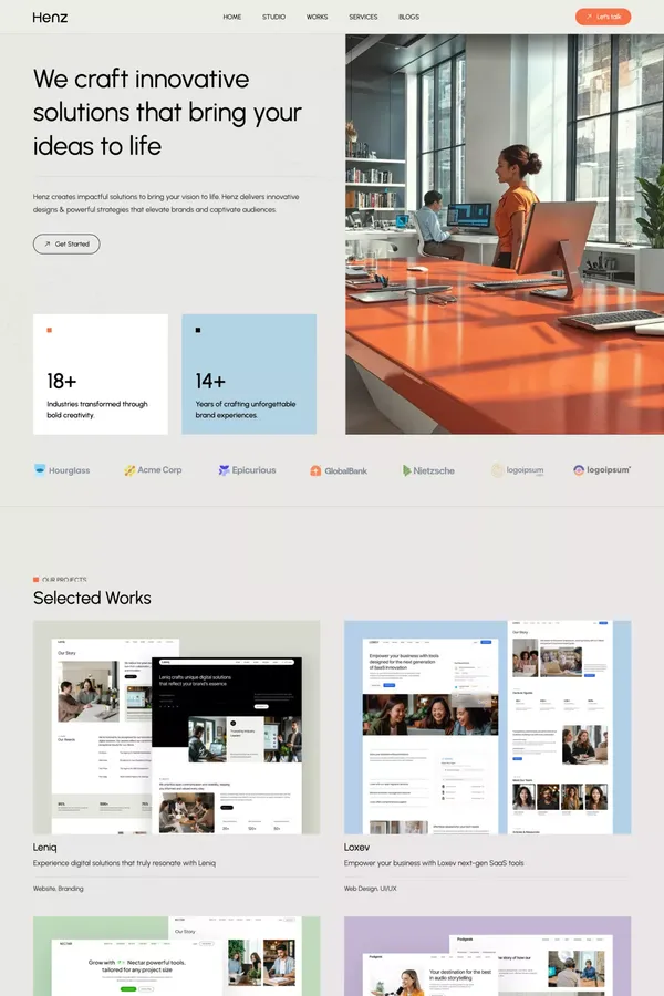 Henz - Webflow HTML Website Template - Template design inspiration