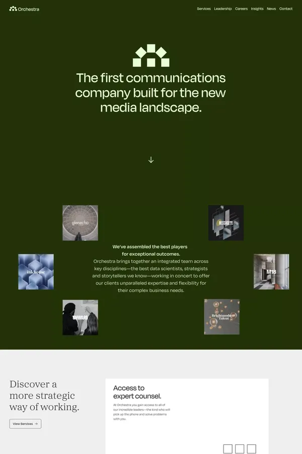 Communications for the New Media Landscape | Orchestra - Landing design inspiration