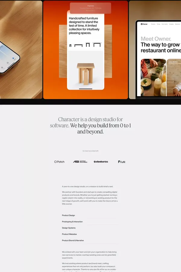 Character · A design studio for early-stage - Portfolio design inspiration