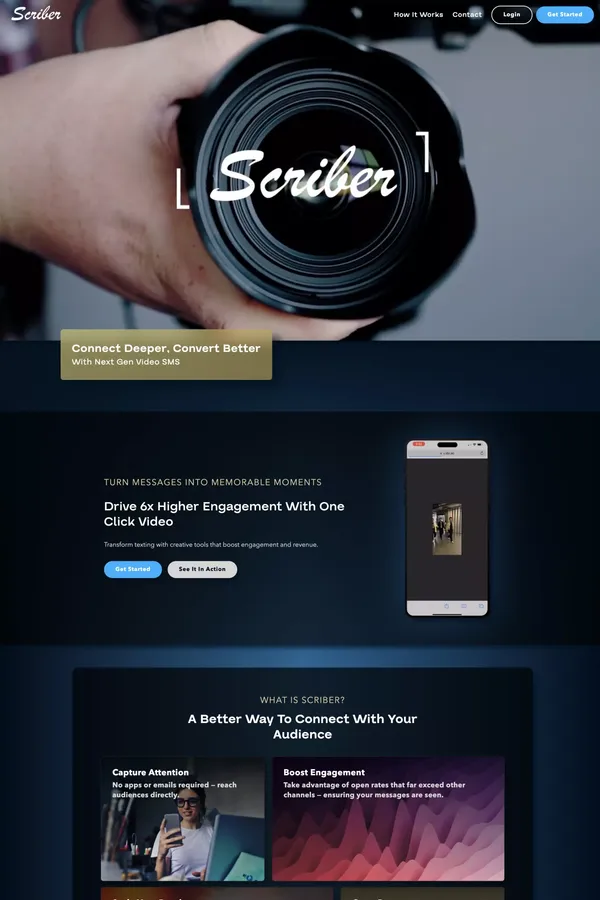 Scriber - Transform Engagement with Video SMS Marketing - Landing design inspiration