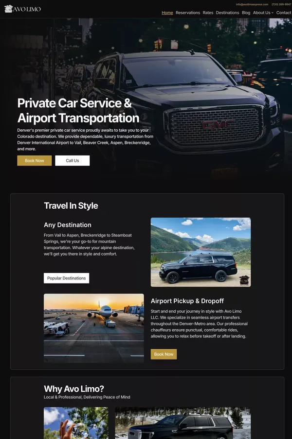 AvoLimo | Denver's Premier Private Car Service & Airport Transportation - Landing design inspiration