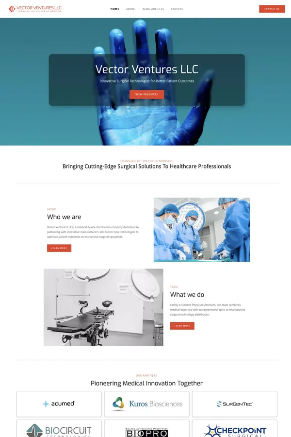 Vector Ventures LLC | Medical Device Sales - Landing design inspiration