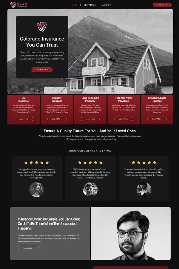 Ryan Protection â Personalized Insurance Solutions for Individuals and Businesses - Landing design inspiration