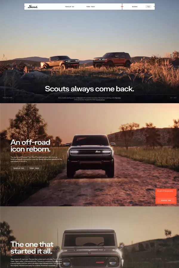 Scout Motors - Landing design inspiration