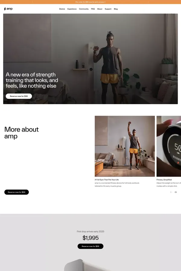 amp - the AI-powered fitness machine made for modern life - Landing design inspiration
