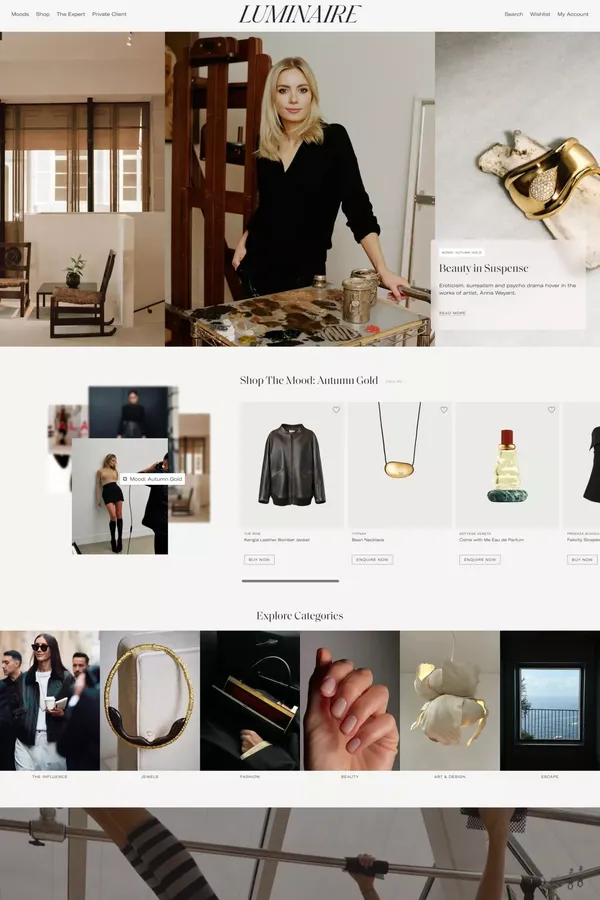 Luminaire — Hyper-Personal Shopping - Ecommerce design inspiration