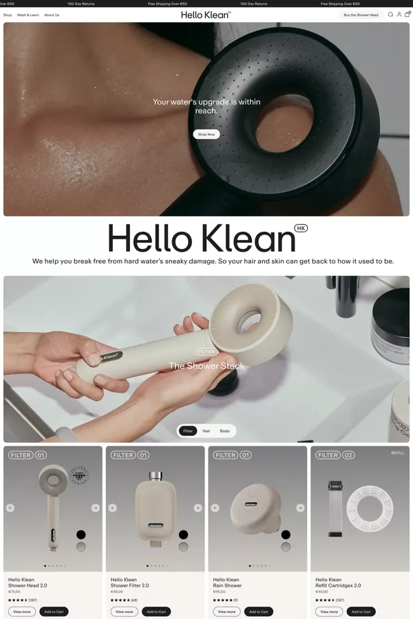 Hello Klean | Beauty Solutions for your water - Ecommerce design inspiration
