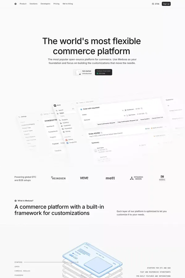 Medusa - World's most flexible commerce platform - Landing design inspiration