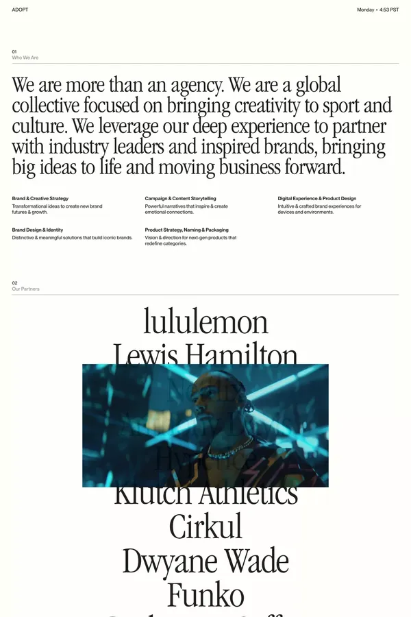 Adopt — Creativity for Sport, Athletes, Culture - Portfolio design inspiration