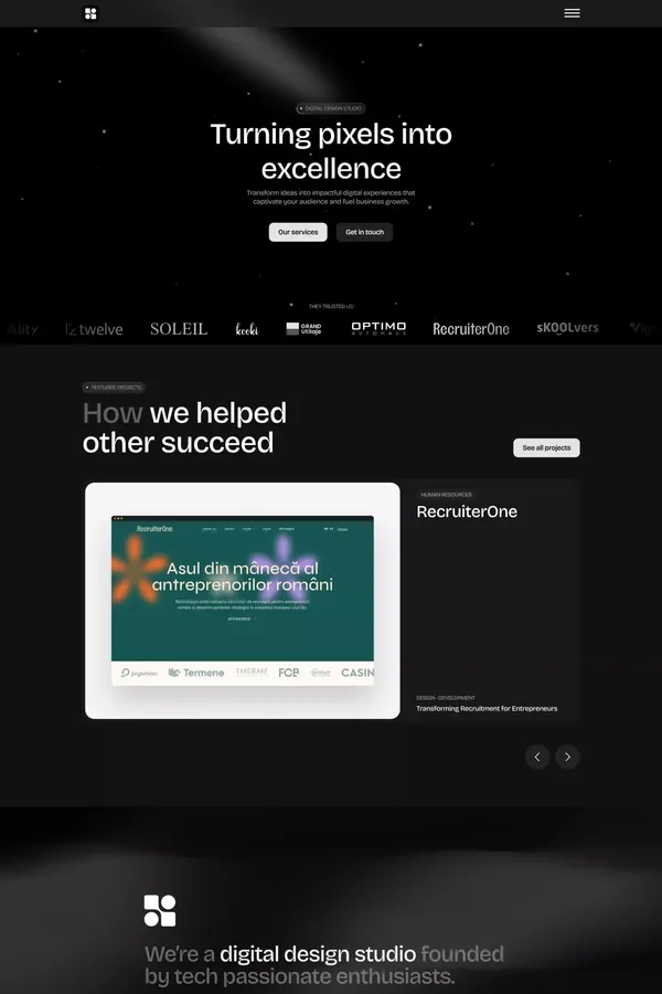 dhero.studio — Turning pixels into solutions - Landing design inspiration
