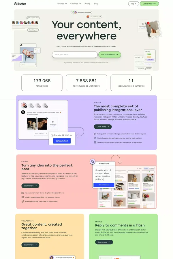 Buffer: Social media management for everyone - Landing design inspiration