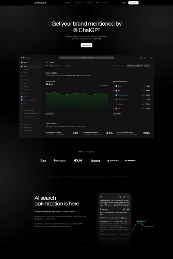 Profound | Optimize Your Brand's Visibility in AI Search - Landing design inspiration