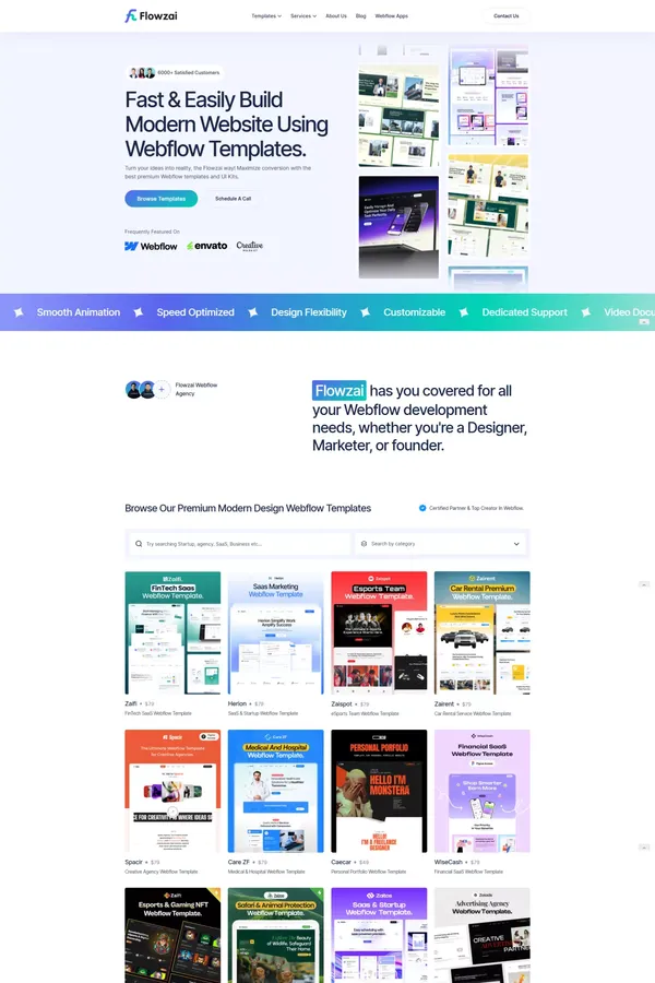 Flowzai Webflow Templates & UI Kits, Premium Modern Design