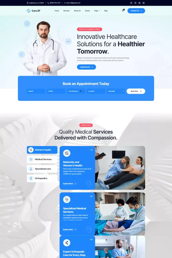 Care ZF - Medical & Hospital Webflow Template | Flowzai