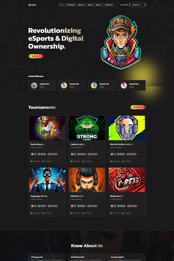 Zaift - eSports and Gaming NFT Webflow Template | Flowzai
