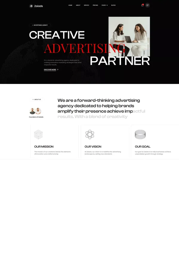 Zaiads - Advertising Agency Webflow Template | Flowzai
