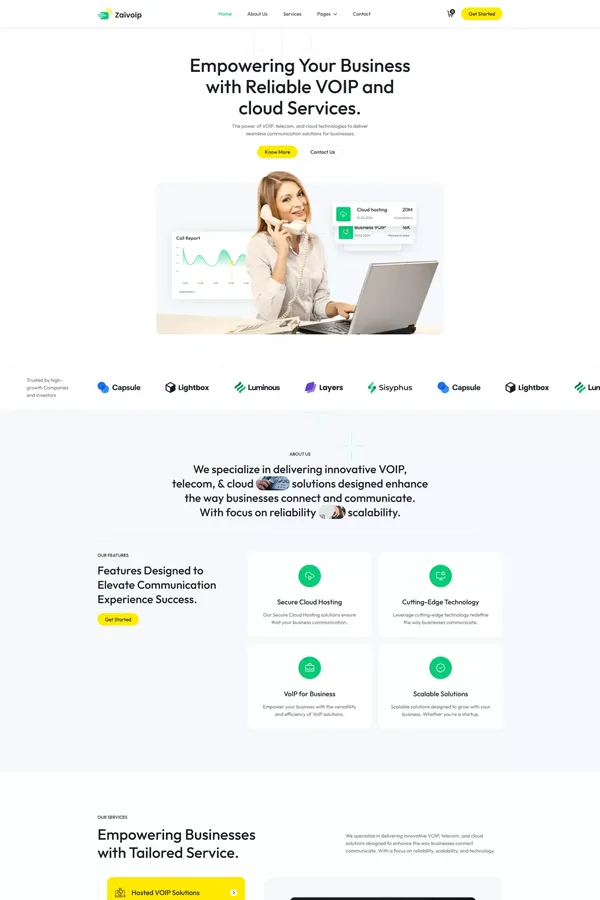 Zaivoip - VOIP, Telecom, & Cloud Webflow Template | Flowzai