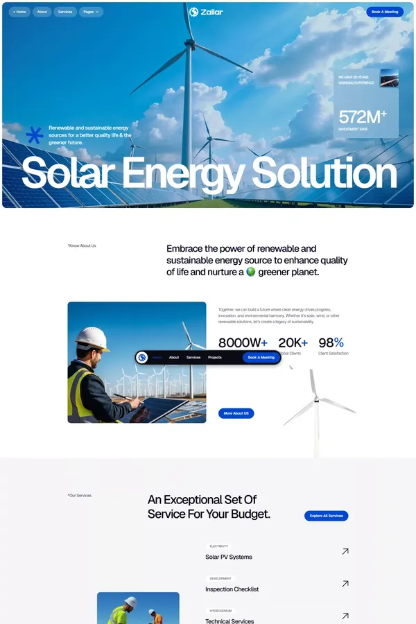 Zailar - Solar & Renewable Energy Webflow Template | Flowzai
