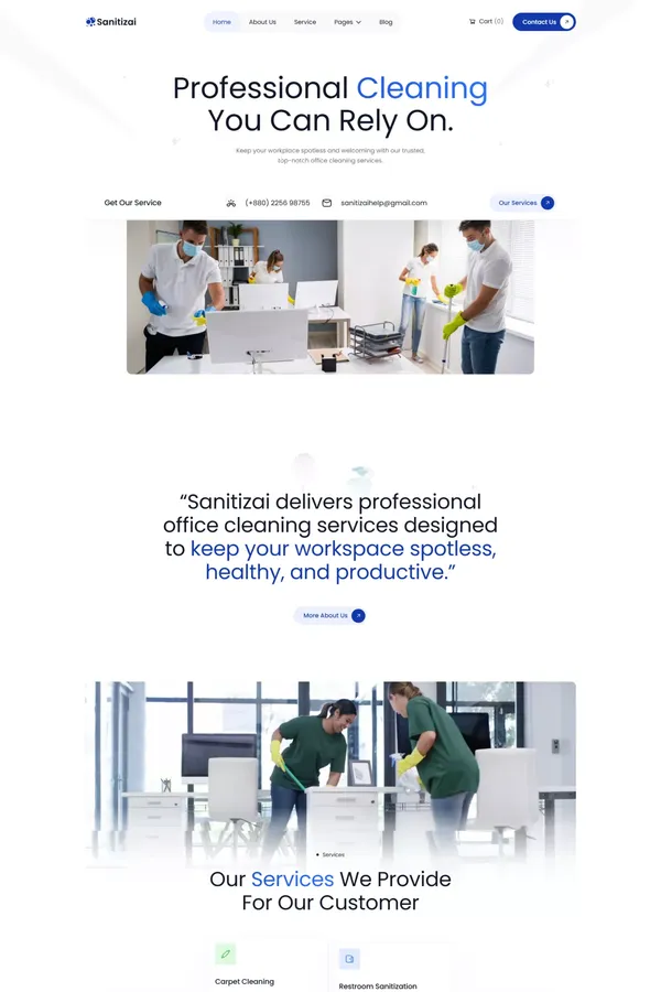 Sanitizai - Cleaning Service Webflow Template | Flowzai