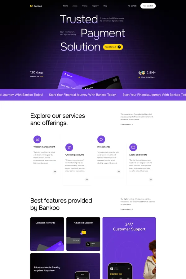 Bankoo - Financial Banking Webflow Template | Flowzai