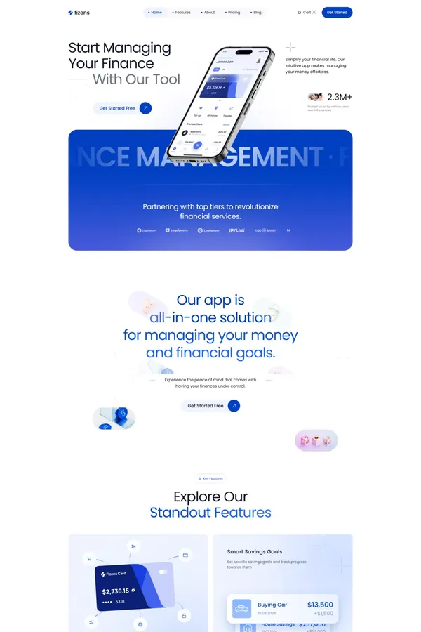 Fizens - Finance Management Saas Webflow Template | Flowzai