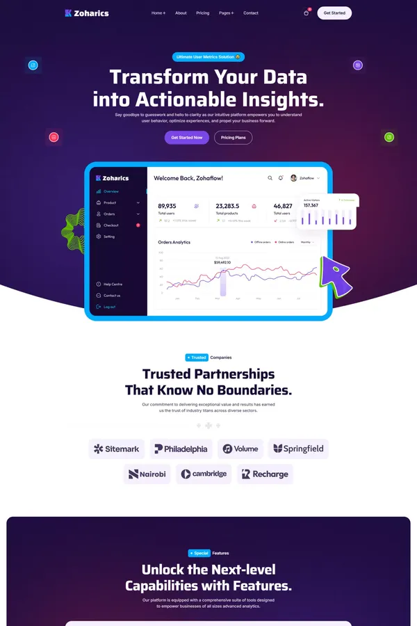 Zoharics - Webflow SaaS Template | Flowzai