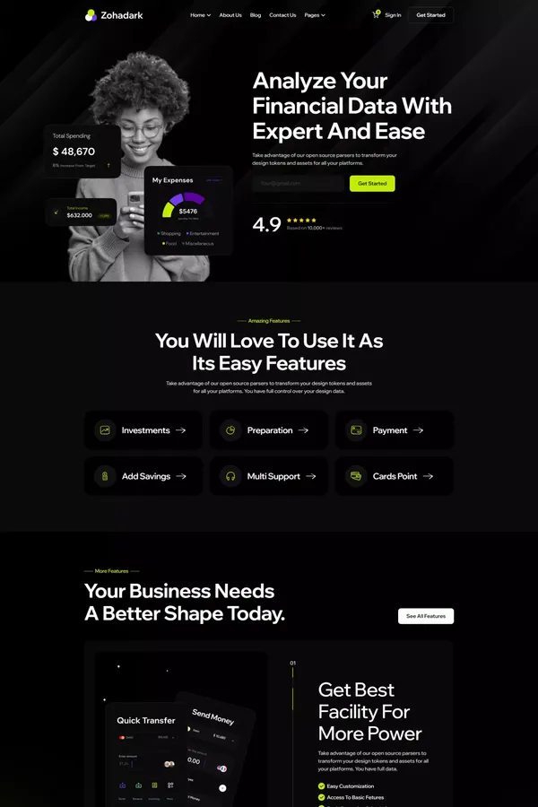Zohadark - Webflow Saas Template  | Flowzai