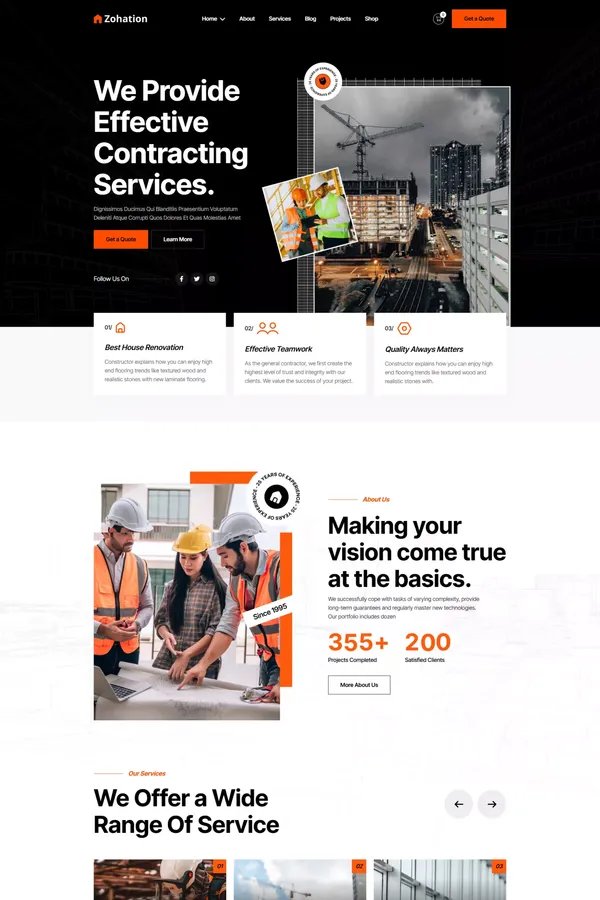 Zohation - Webflow Construction Template | Flowzai