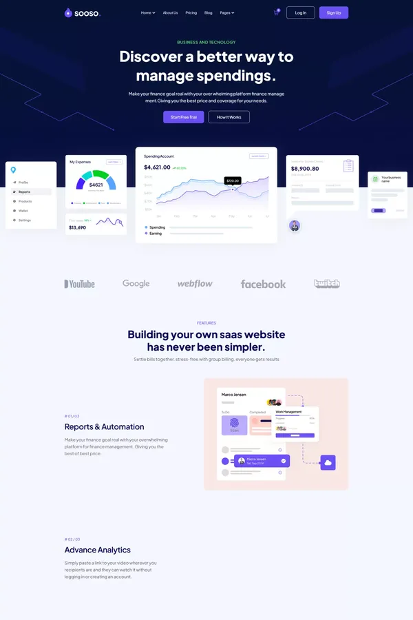 Sooso - Webflow Saas Template | Flowzai