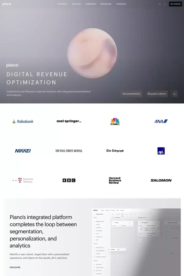 Piano | Data-Driven Customer Engagement Solutions - Landing design inspiration