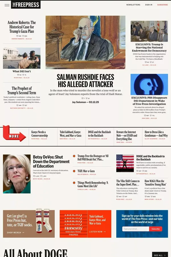 The Free Press: Honest. Independent. Fearless. - Blog design inspiration