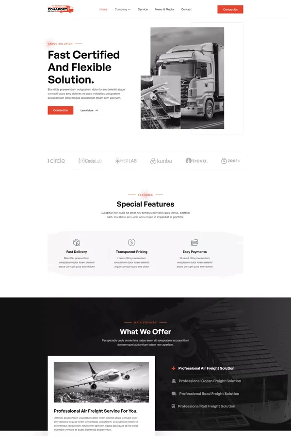 Zohaport - Transport Webflow Template | Flowzai