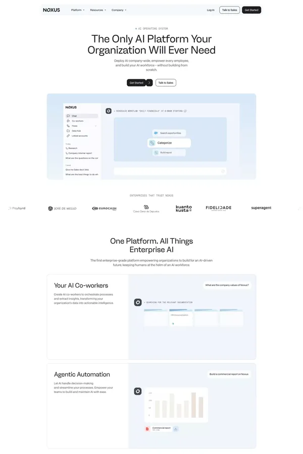Noxus - One Platform. All Things Enterprise AI - Landing design inspiration
