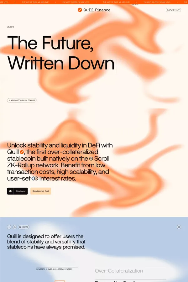 Quill Finance ⧫ Decentralized Liquidity Protocol on Scroll - Landing design inspiration