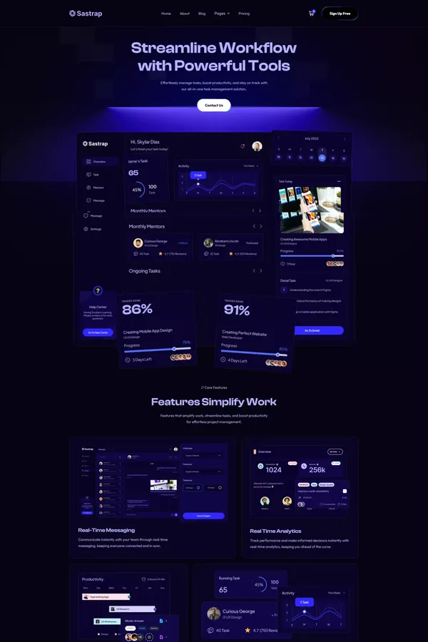 Sastrap - SaaS & Startup Webflow Template | Flowzai