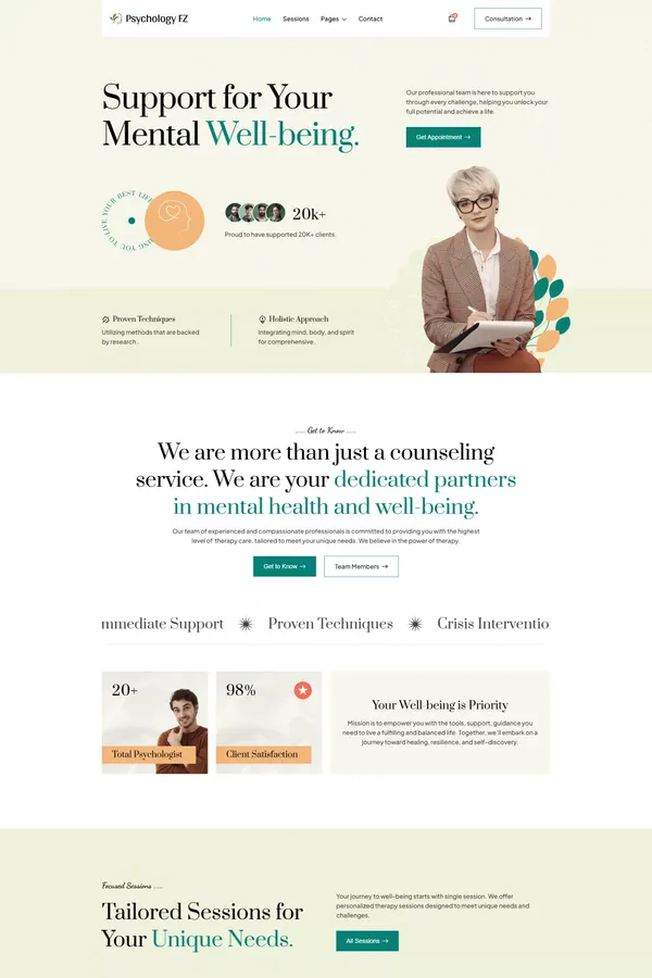 Psychology FZ - Psychology & Counseling Webflow Template | Flowzai