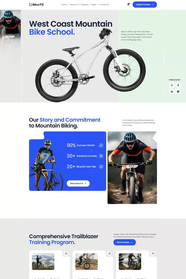 Bike FZ - Mountain Biking Course Webflow Template | Flowzai