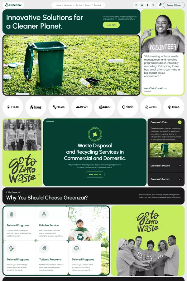Greenzai - Waste Management Webflow Template | Flowzai