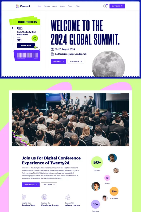Zaivent - Conference & Event Webflow Template | Flowzai