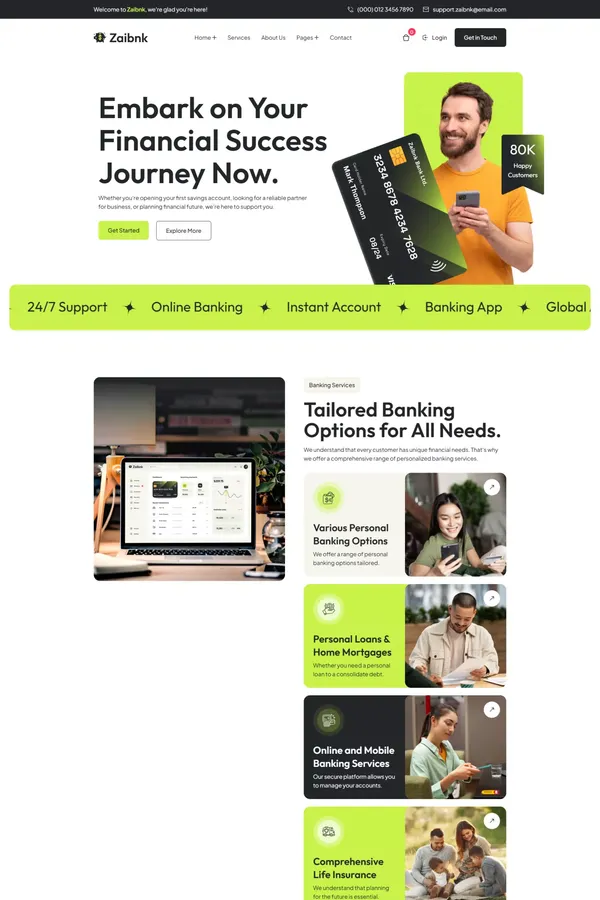 Zaibnk - Bank Webflow Template | Flowzai