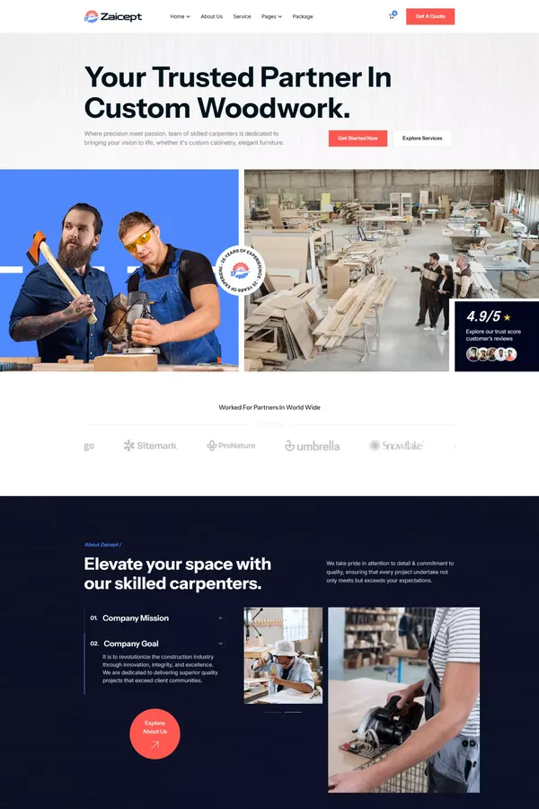 Zaicept - Carpenter & Woodwork Webflow Template | Flowzai